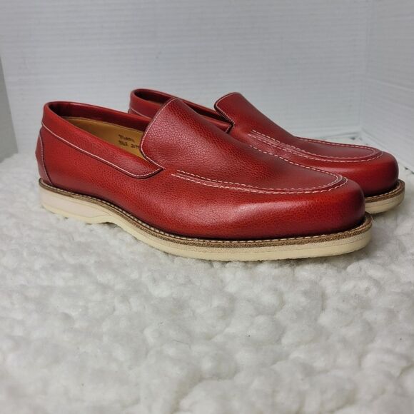 John Lobb Miami Men's Penny Loafer Size 9 US Red Pebble leather Slip On Shoes - Picture 1 of 11